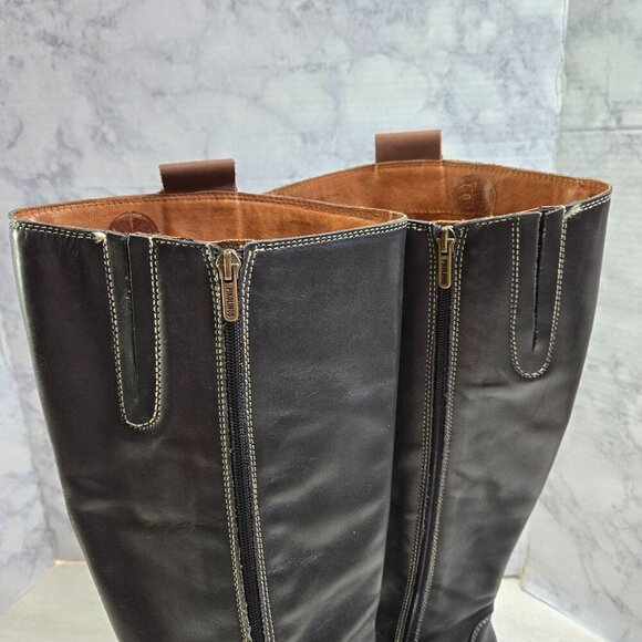 Pikolinos Garda Riding Boots Womens 41 US 10.5-11 Black Leather Brown Braid Trim - Picture 11 of 16